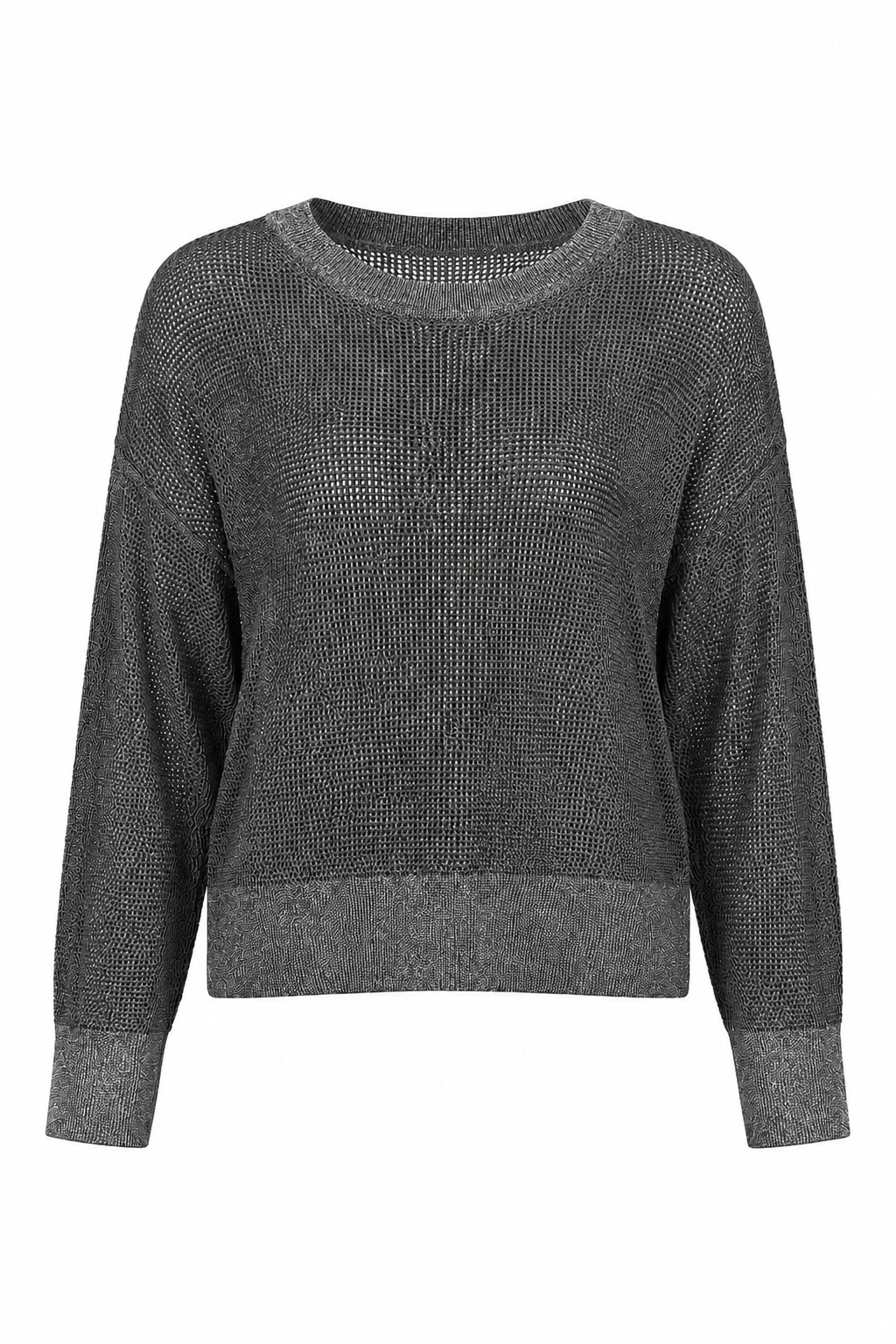 Pima Cotton Metallic Mini Seed Stitch Sweater Asphalt
