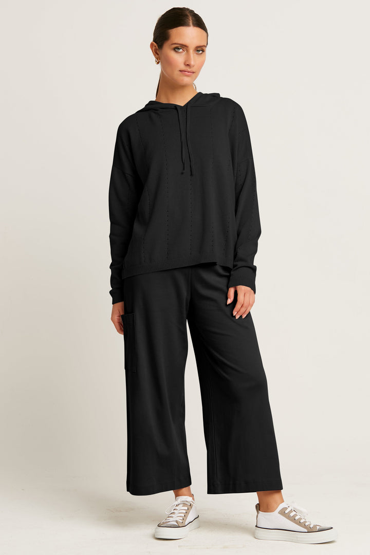 Pima Cotton Crop Gaucho Pants Black