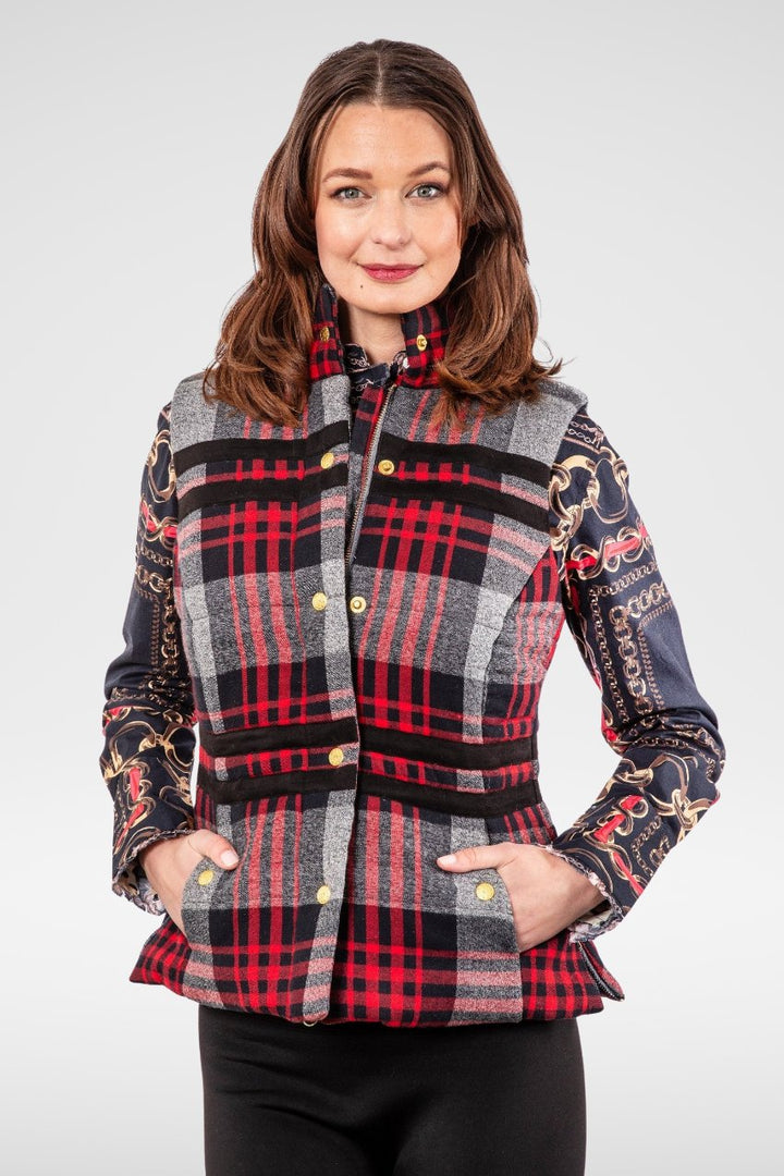 Rosey Vest Grey Plaid Flannel