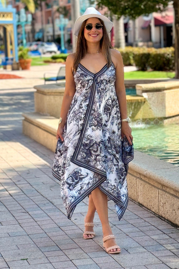 Silk Dress / Black and White Toile