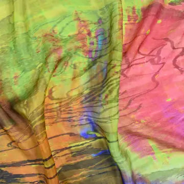 Darby Pressed Leaf Silk Scarf Green