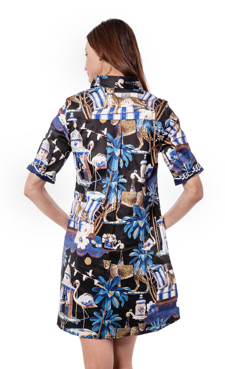 Chatham Dress Navy Pavilion Print