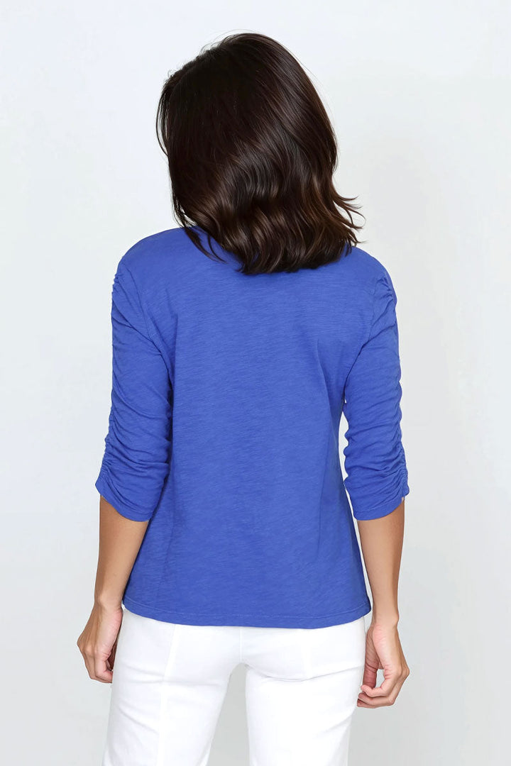 3/4 Sleeve Ruched Tee Royal