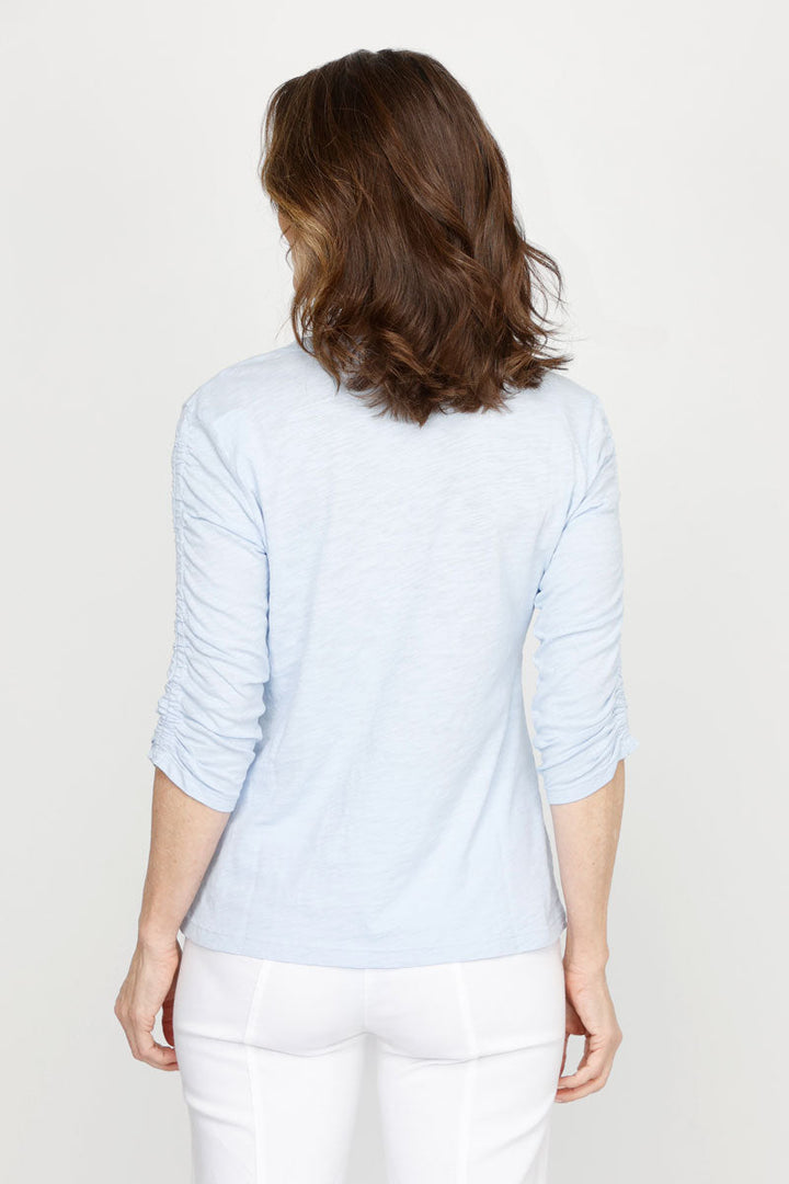 3/4 Sleeve Ruched Tee Sky Blue