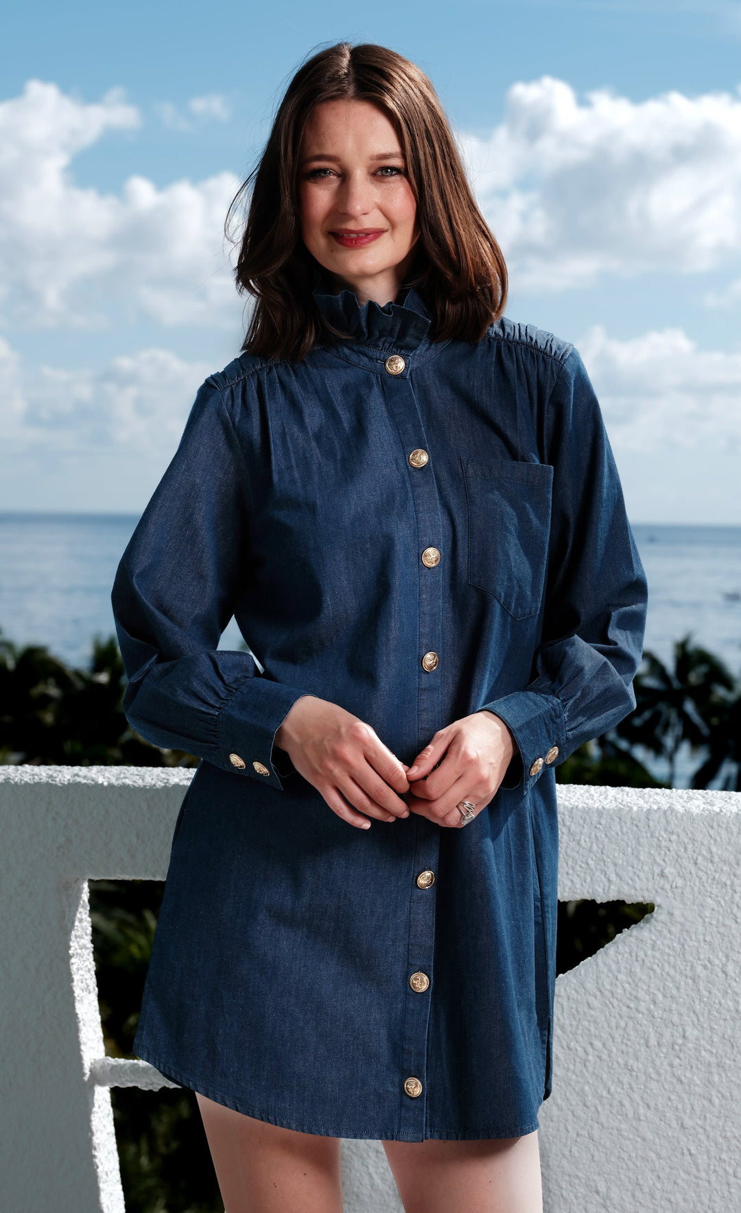 tunic dress denim Women Denim Shirt Dresses Short Sleeve Distressed Jean Dress Button Down Casual Overall Summer Tunic Top Midi Dress at Amazon Women's Clothing store