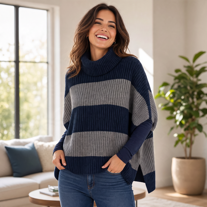 Adelyn Turtleneck Poncho Petrol