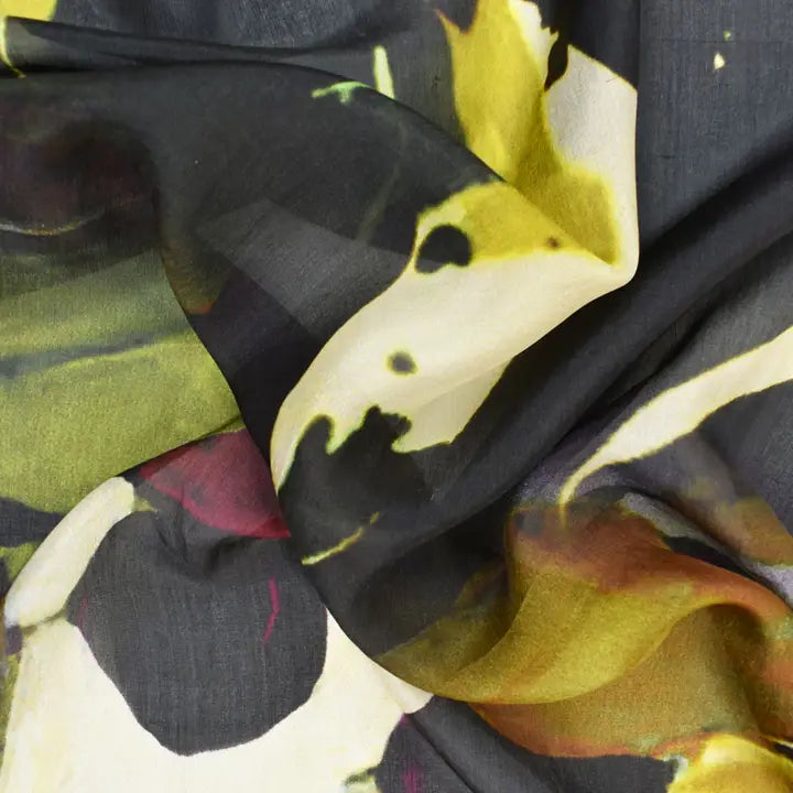Willamena Striking Floral Scarf Olive