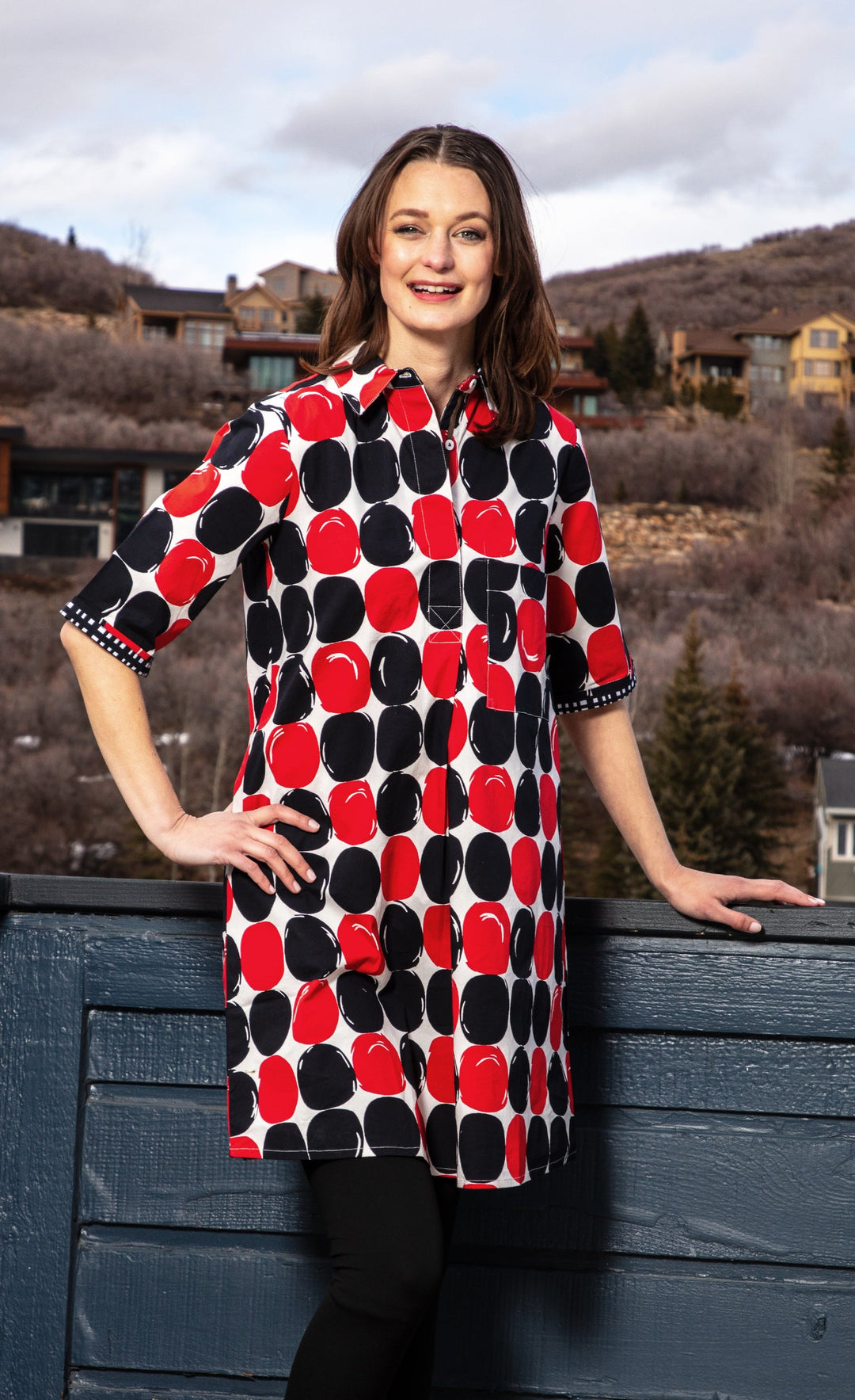 Monterey Dress Red Black Big Dot