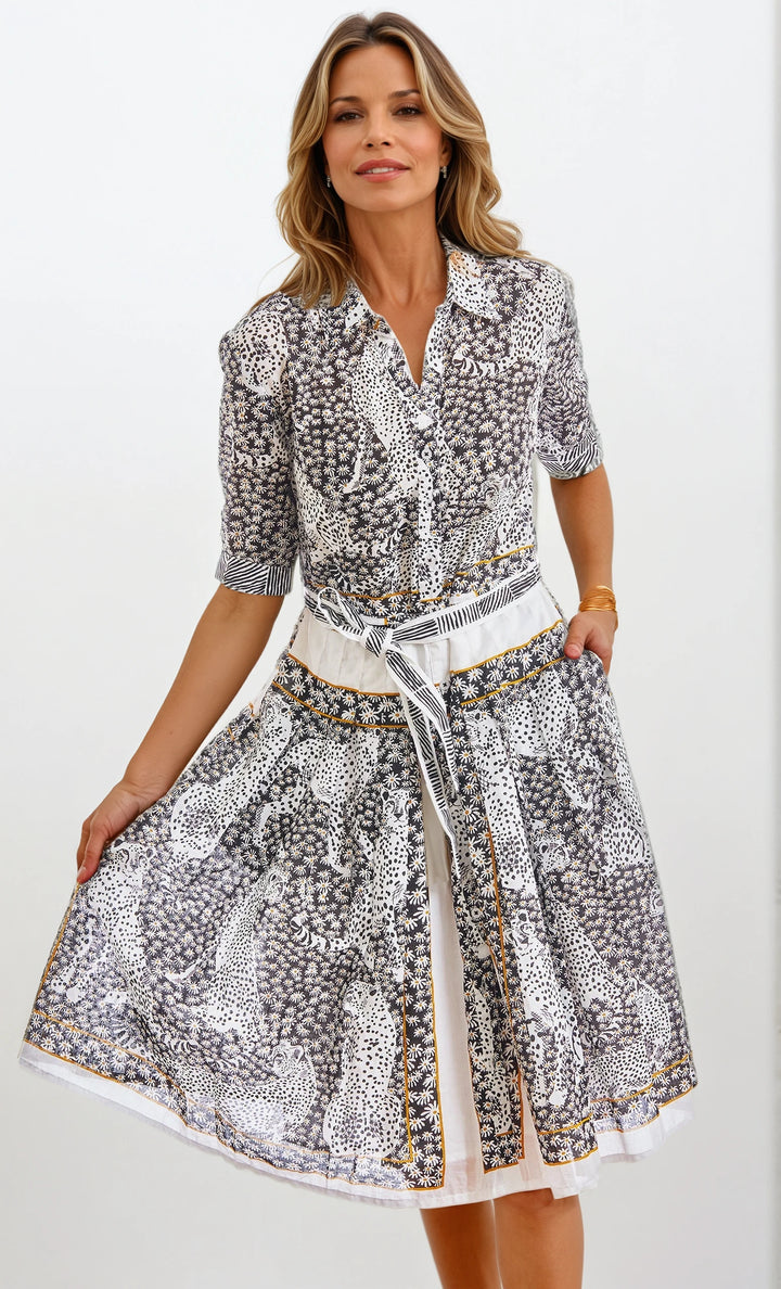 Mrs Maisel Dress Black And White Daisies With Cheetah Voile