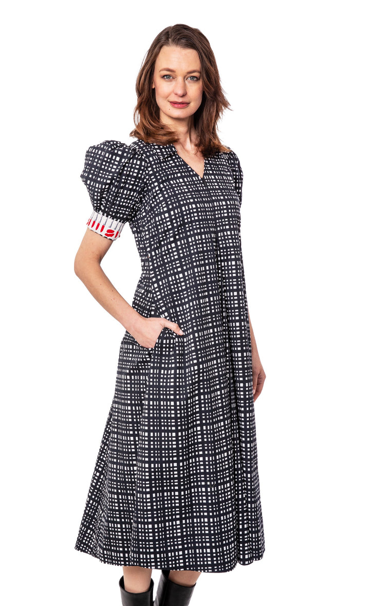 Montauk Dress Black and White Grid Dress