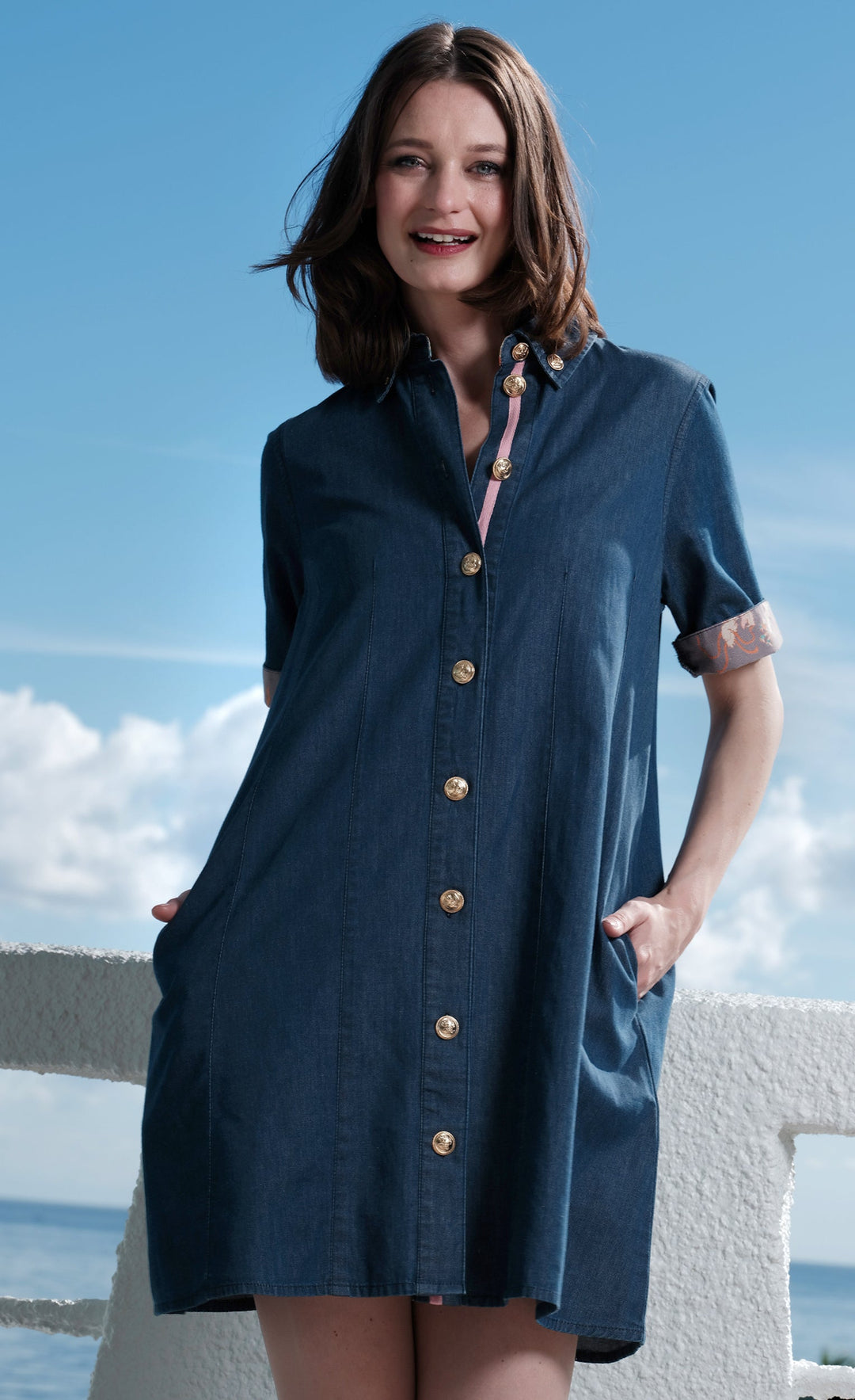Newport Dress Denim with Gold Buttons XS Newport Dress Denim with Gold Buttons XS
