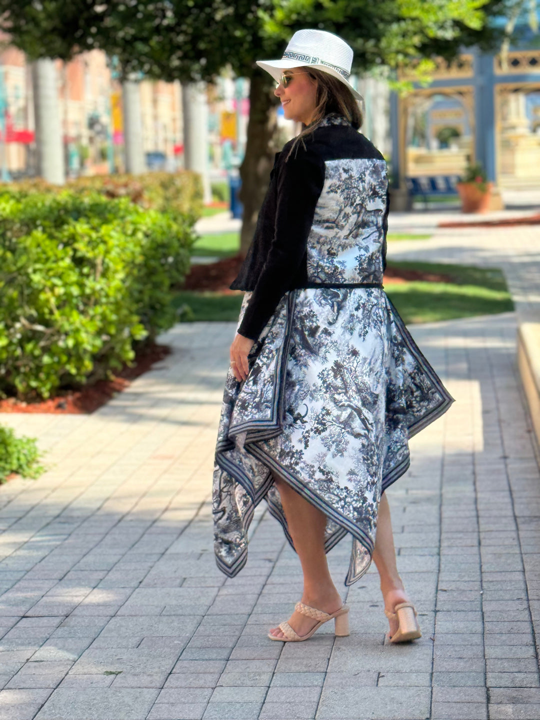 The Black Denim Jacket / Black & White Toile