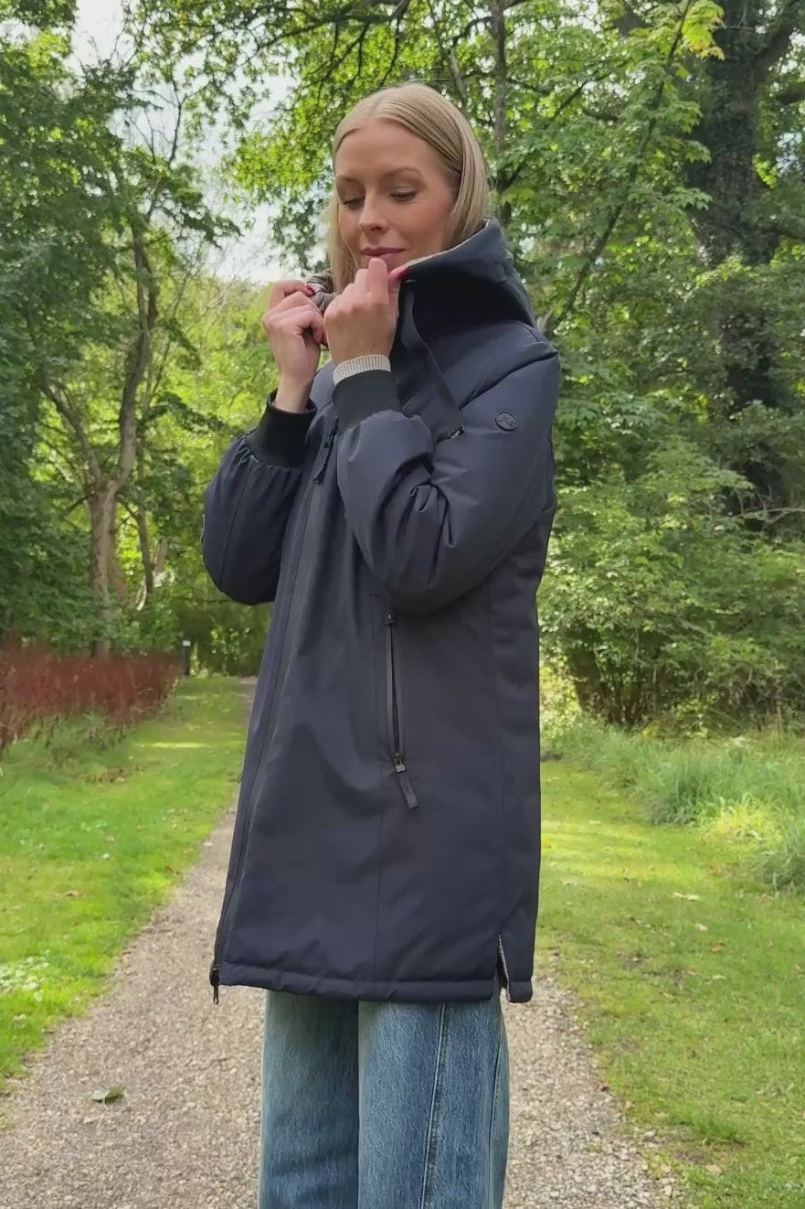 Patricia Hooded Reversible Raincoat Navy-COATS-JUNGE-Just Perfect Collection