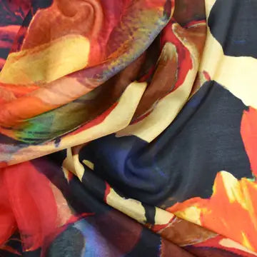 Willamena Striking Floral Scarf Orange