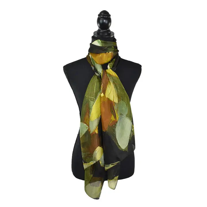 Willamena Striking Floral Scarf Olive