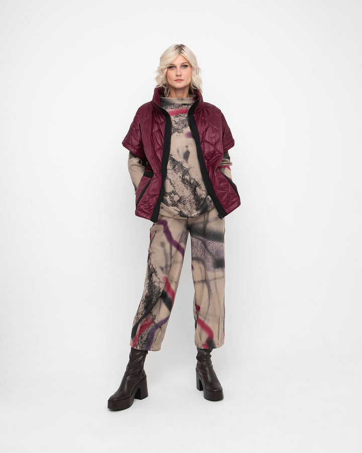 Solid Quilted Vest in Burgundy