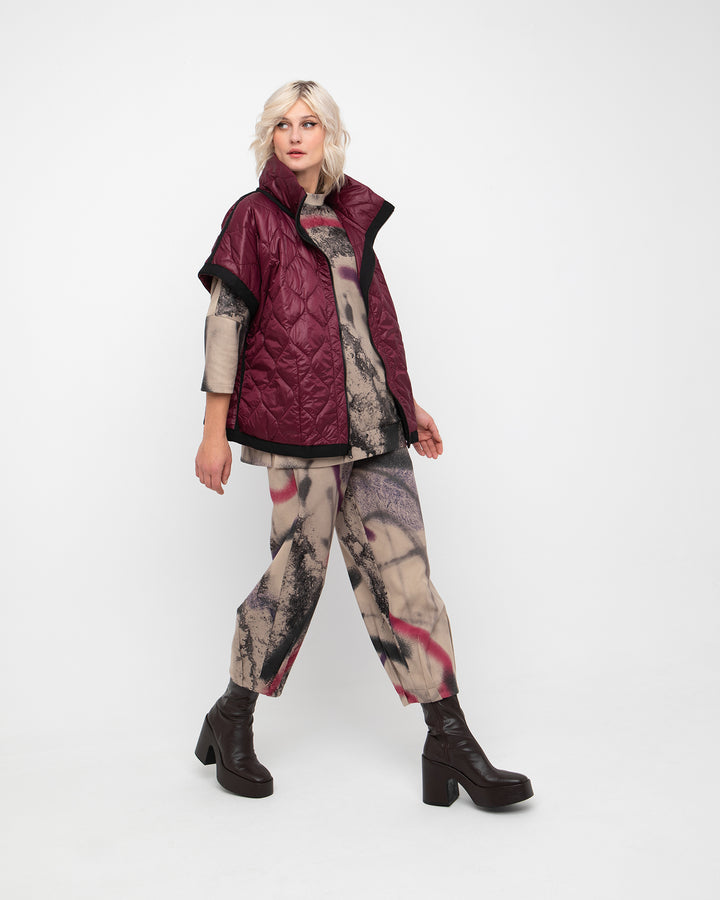 Solid Quilted Vest in Burgundy