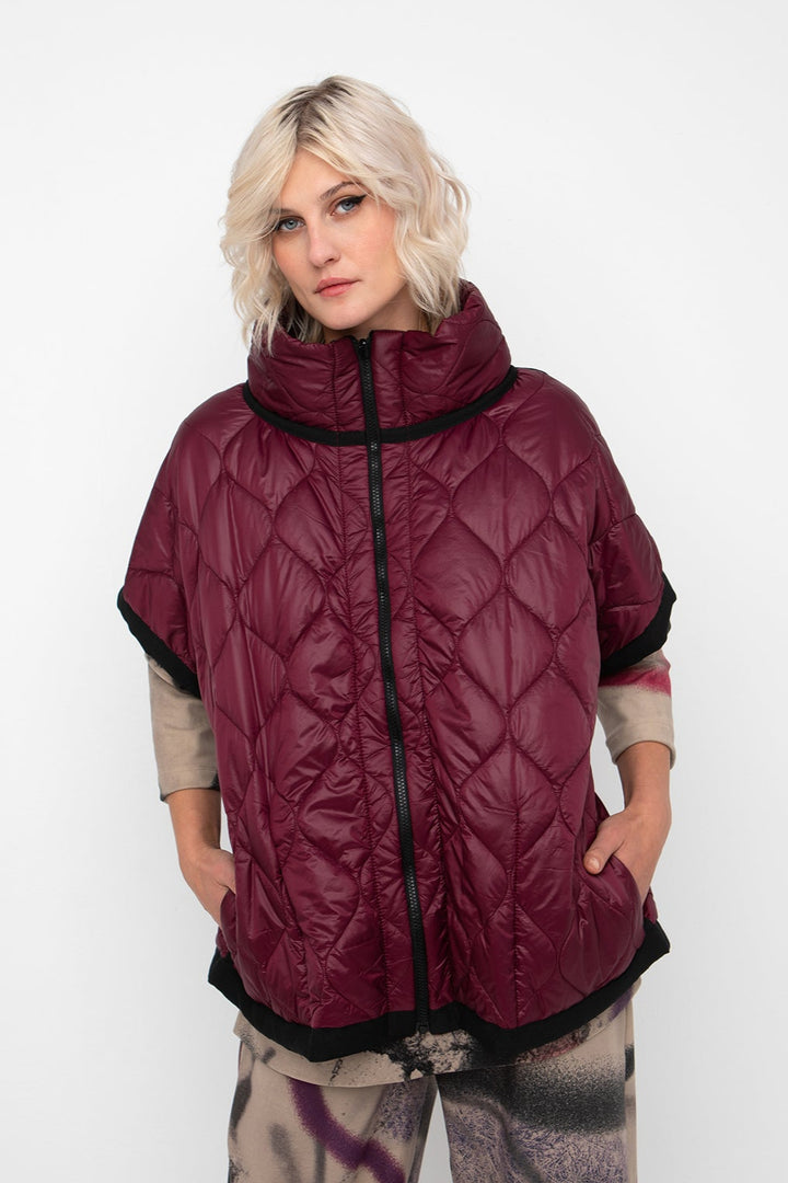 Solid Quilted Vest in Burgundy