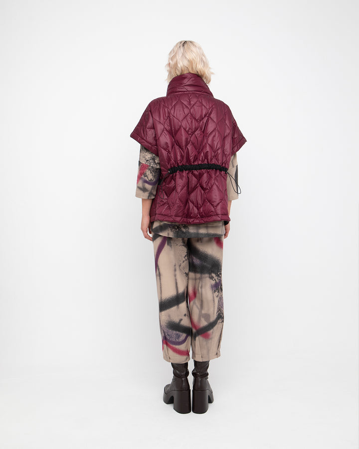 Solid Quilted Vest in Burgundy