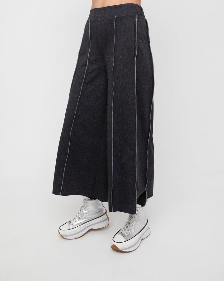 Denim Asymmetrical Pant Black