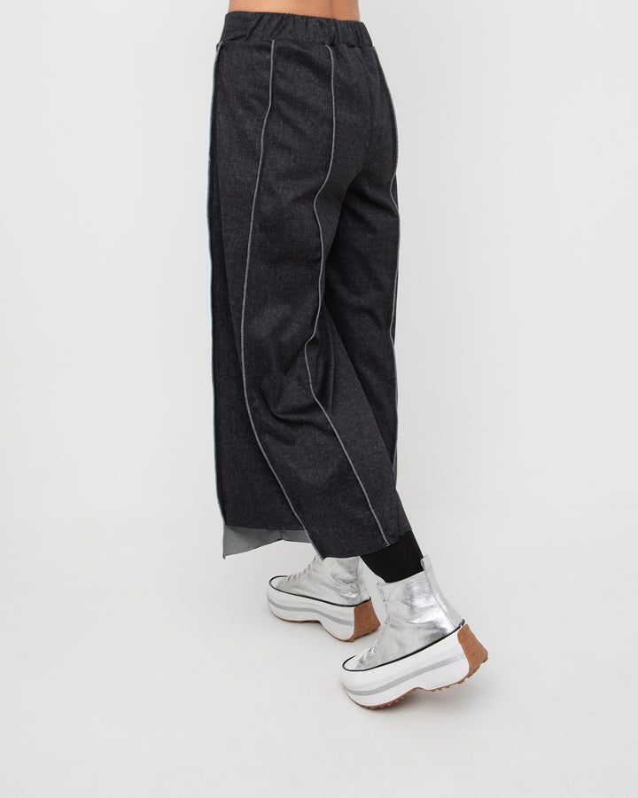 Denim Asymmetrical Pant Black