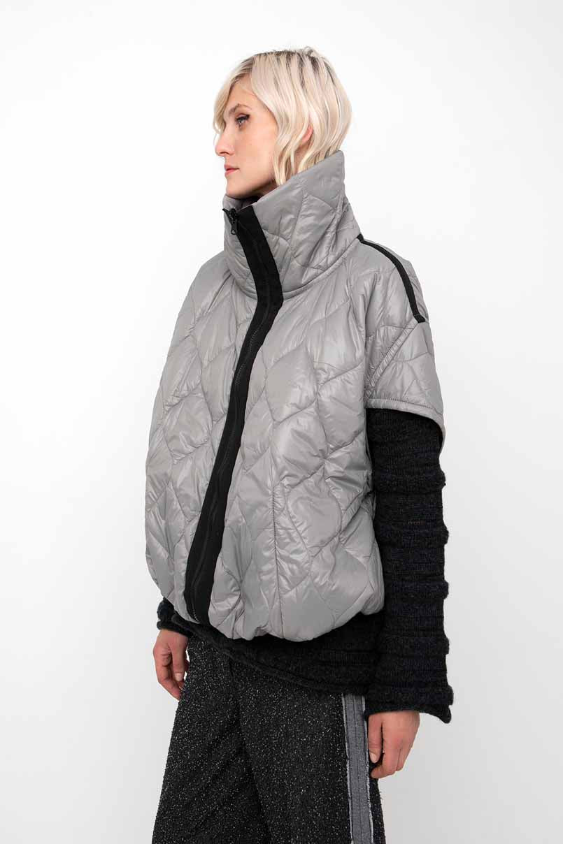 Solid Quilted Vest in Grey