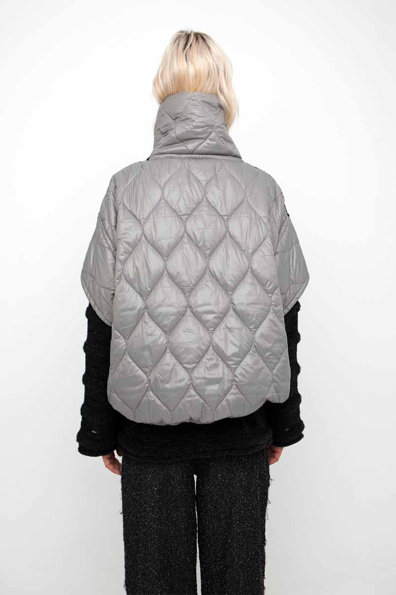 Solid Quilted Vest in Grey