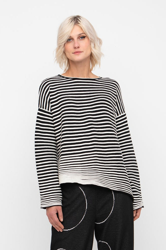 Boxy Stripe Sweater in Black & White