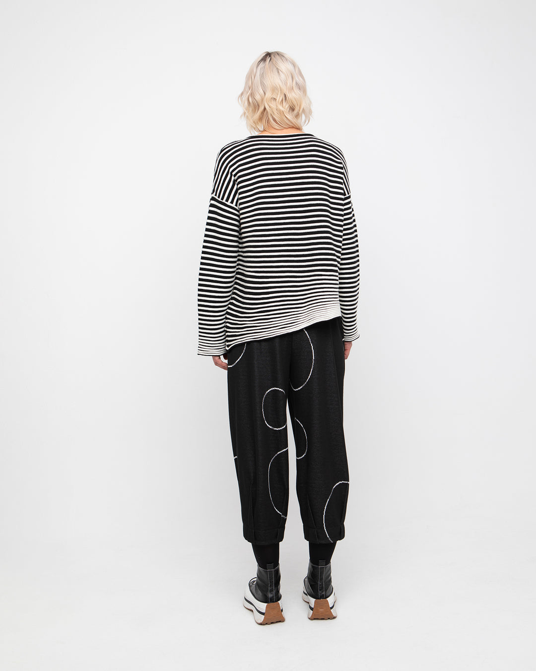 Boxy Stripe Sweater in Black & White