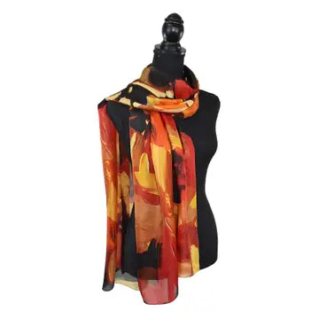 Willamena Striking Floral Scarf Orange