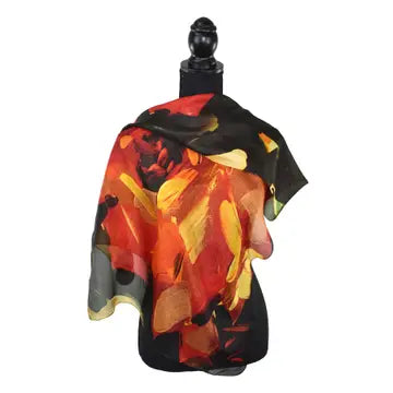Willamena Striking Floral Scarf Orange