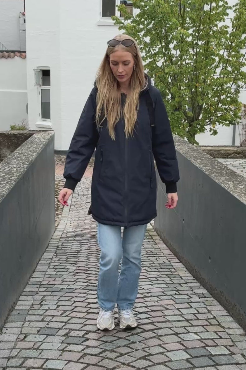 Patricia Hooded Reversible Raincoat Navy-COATS-JUNGE-Just Perfect Collection
