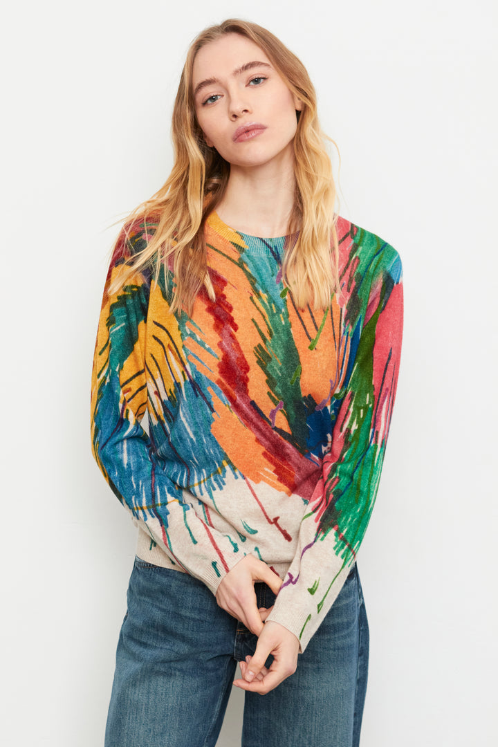Cashmere Abstract Sweater Orange