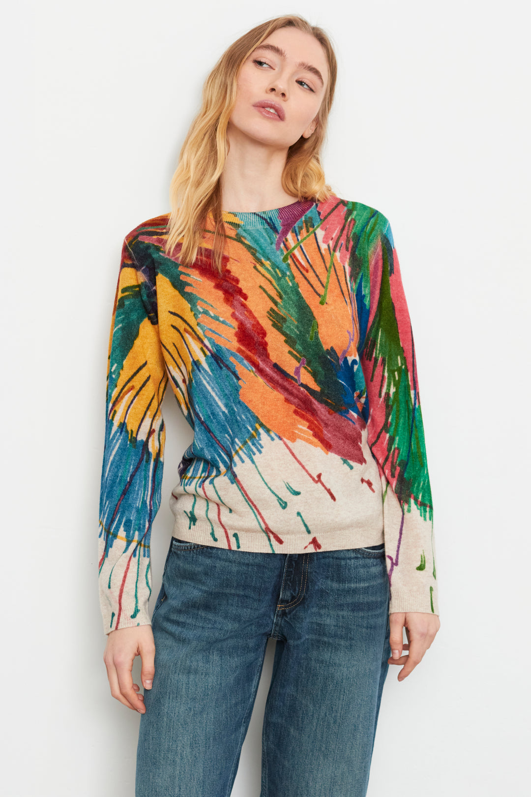 Cashmere Abstract Sweater Orange