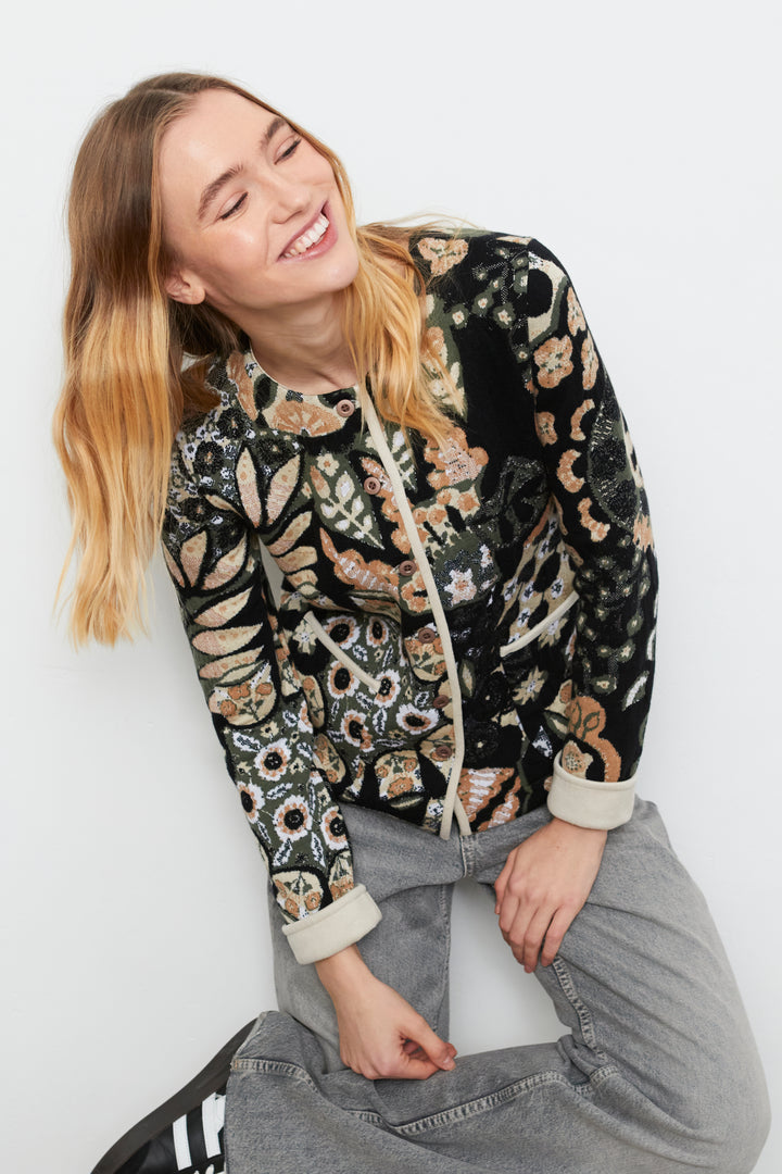 Abstract Print Sweater Black