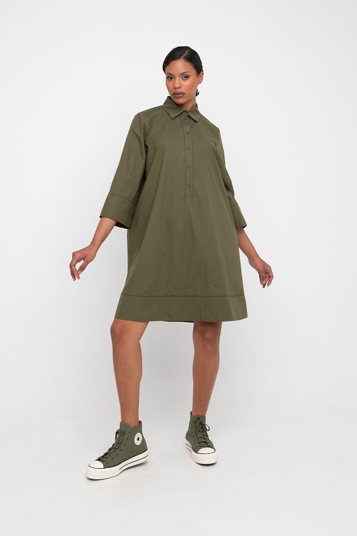 3/4 Sleeve Full Dress Olive