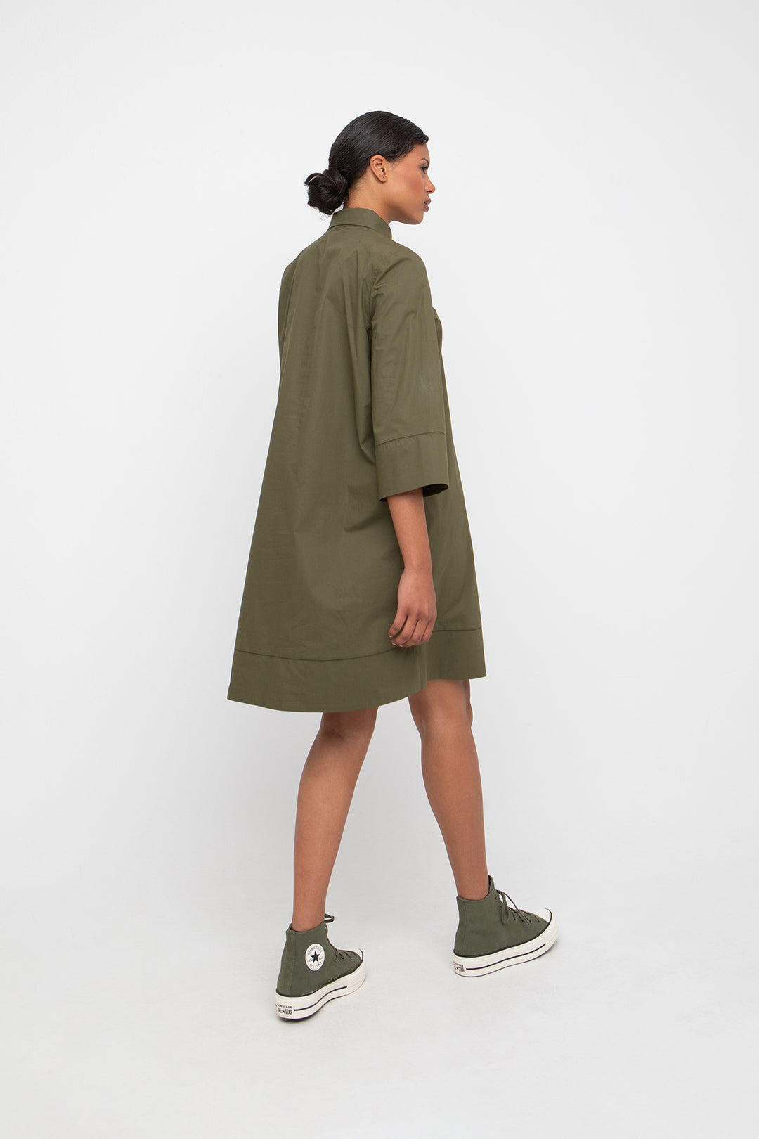 3/4 Sleeve Full Dress Olive