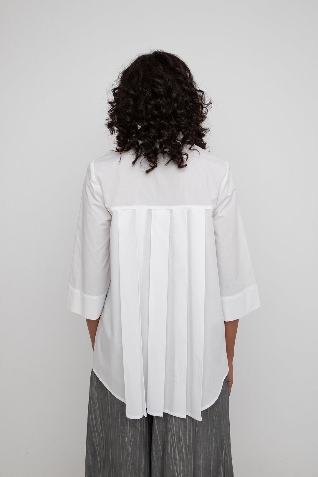 3/4 Sleeve Button Down Shirt White