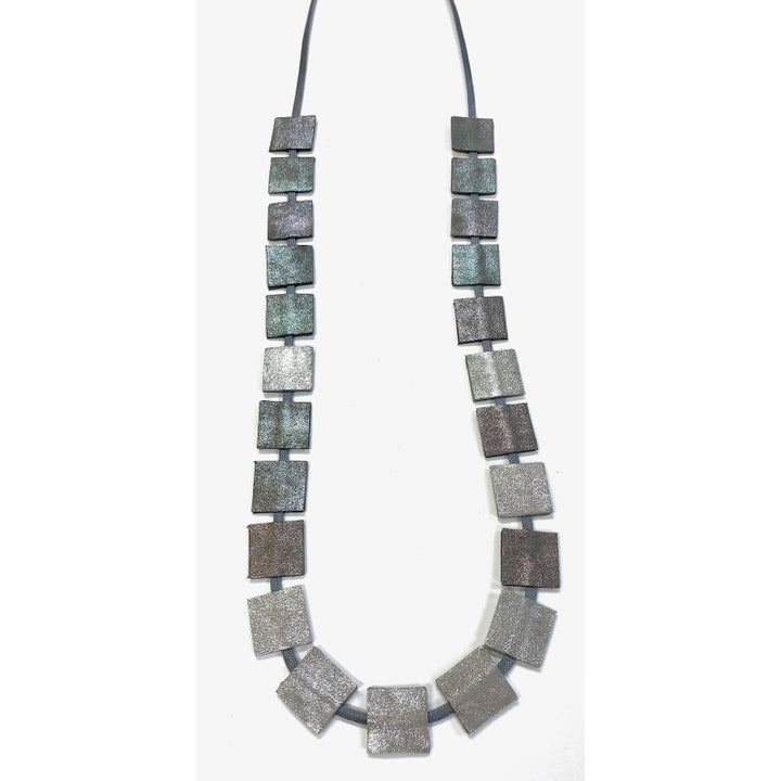 7pm Leather Double Side Necklace in Ombre Silver