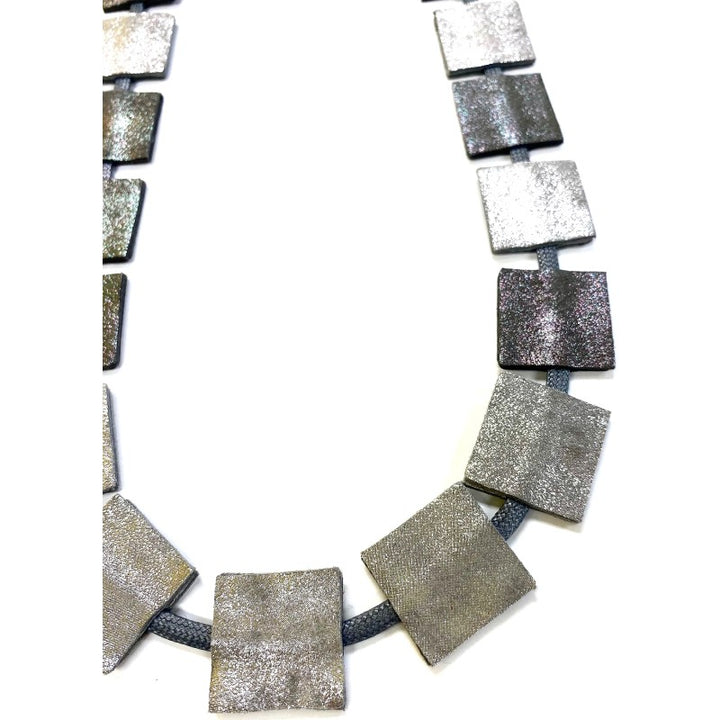 7pm Leather Double Side Necklace in Ombre Silver
