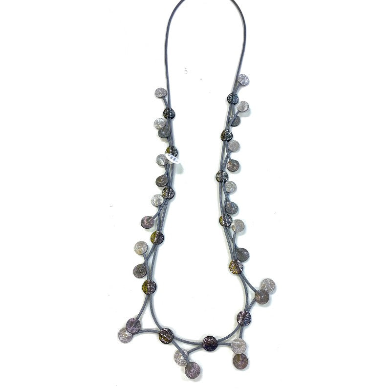 Long Double-Sided Circles Necklace Silver