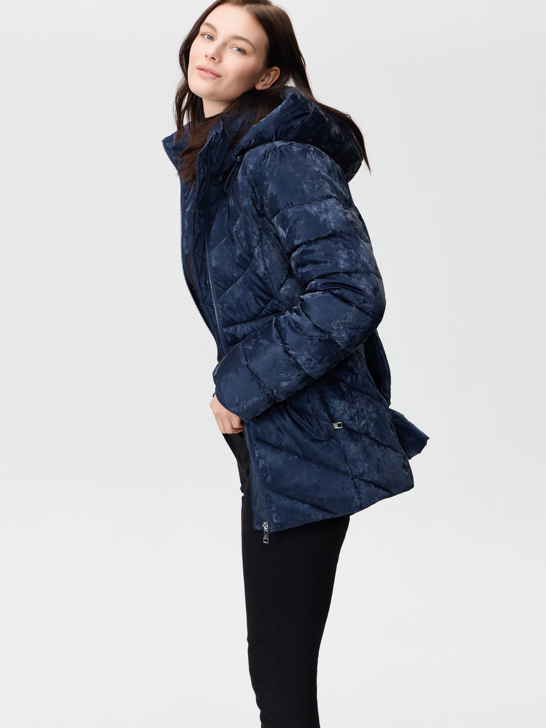 Velvet Shimmer Coat Navy