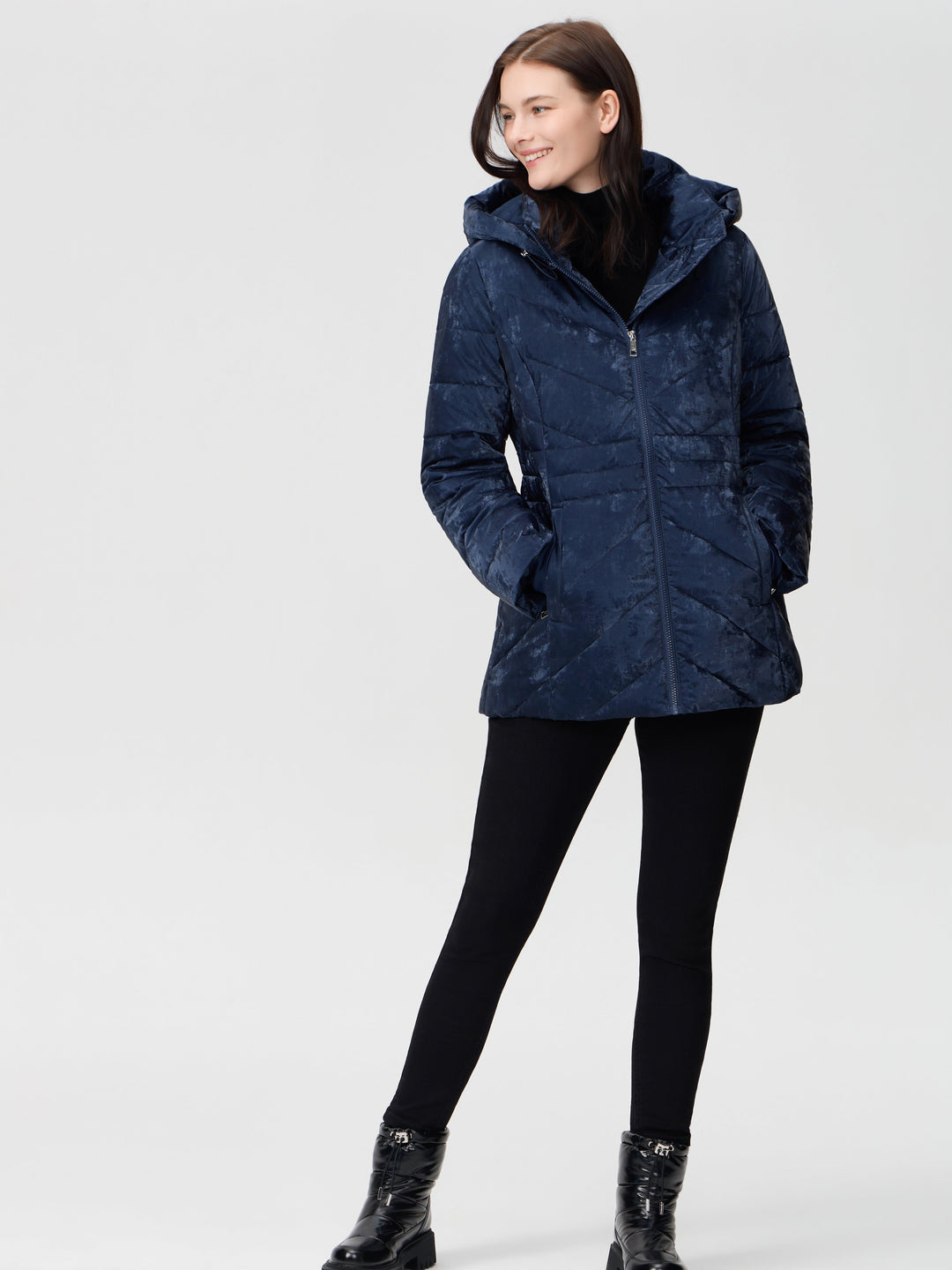 Velvet Shimmer Coat Navy