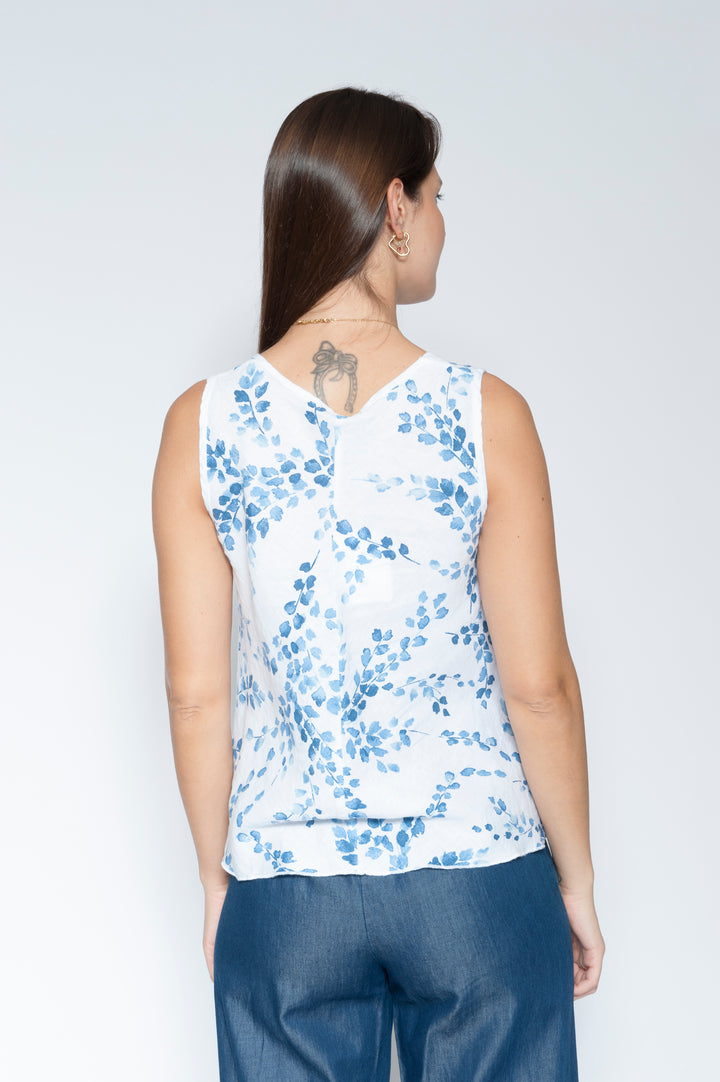 Print Linen Cami White