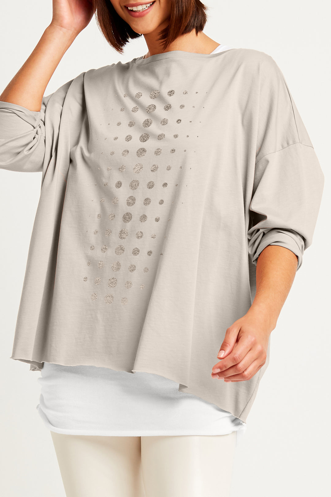 Luxury Metallic Dot Tee Titanium