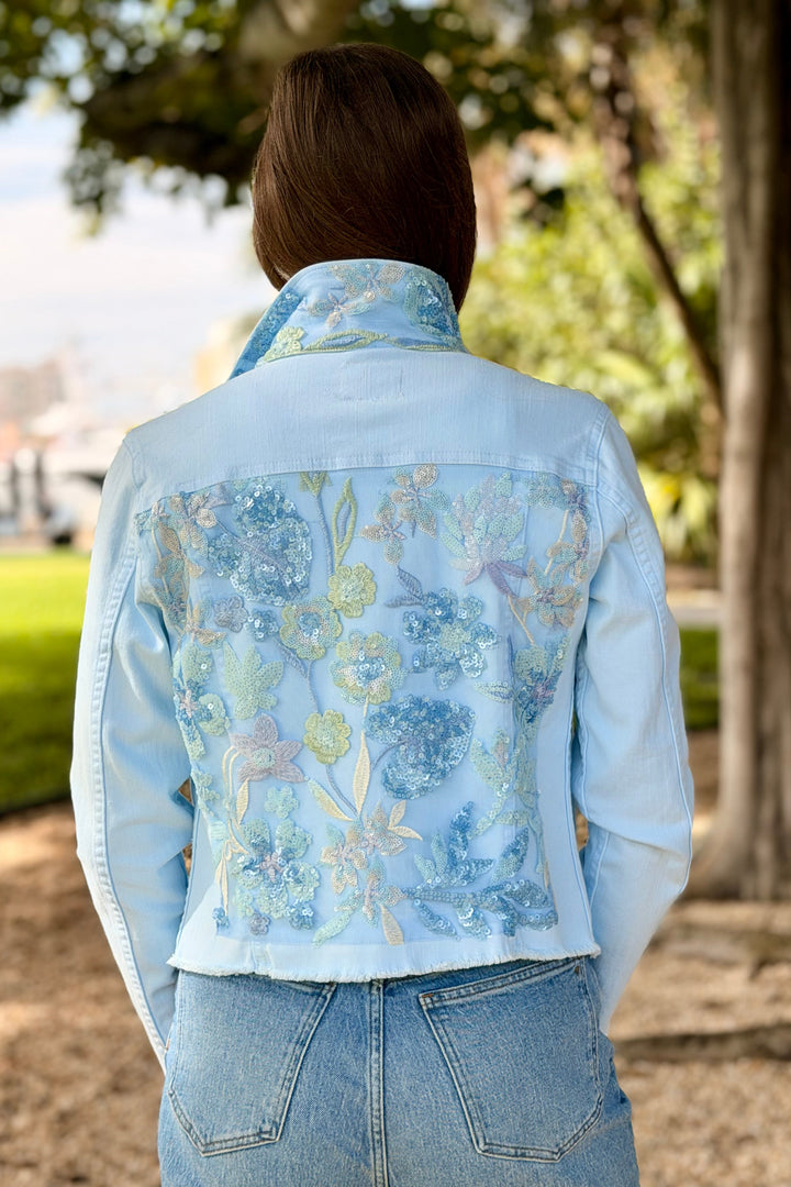 The Nantucket Blue Denim Jacket / Blue Sequins
