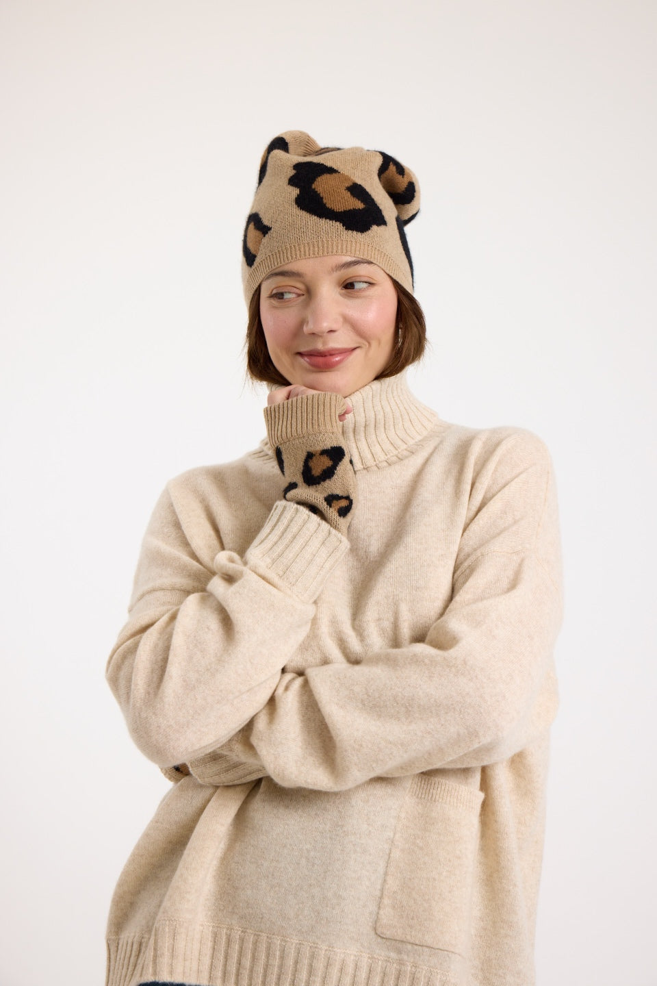 Animal Wrist Warmers in Camel