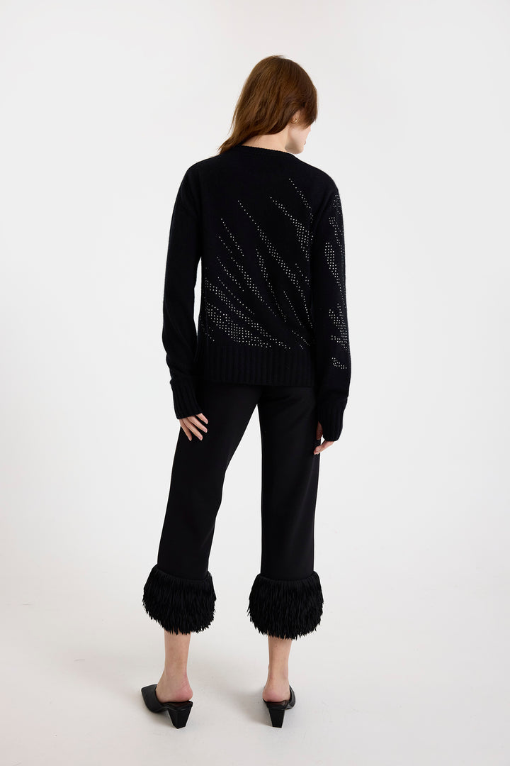 Hot Fix Zebra Crewneck in Black