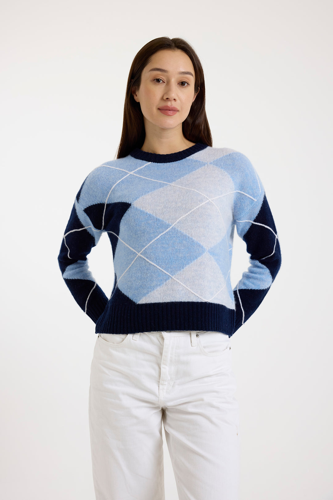 Argyle Crewneck in Navy