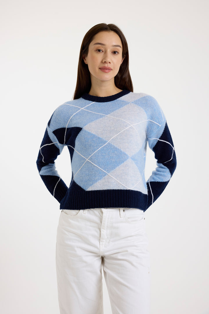 Argyle Crewneck in Navy